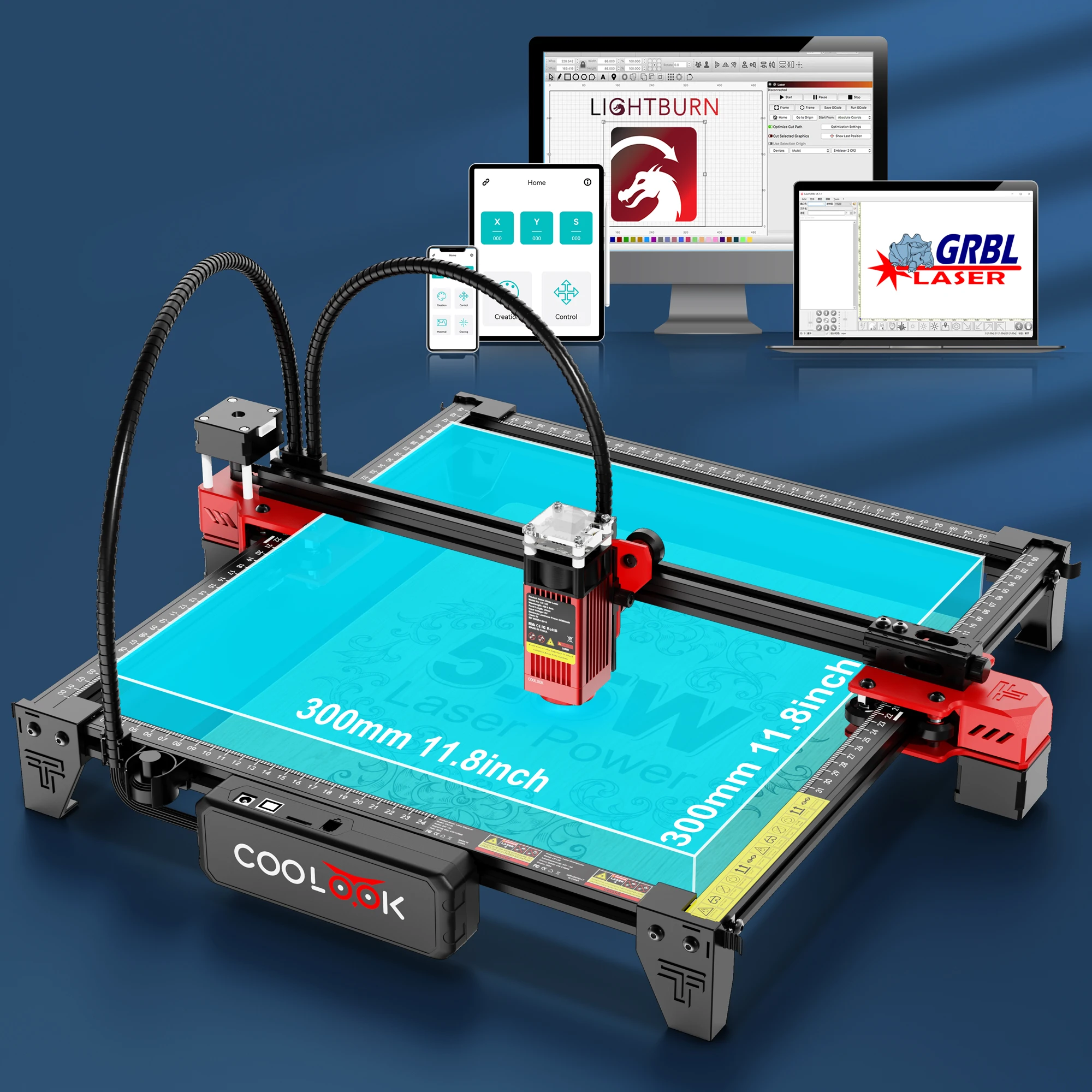 Coolook CK1-55 kit diy laser mestre gravador cortador para iniciante carpintaria cnc máquina de corte metal acrílico couro - Image 2