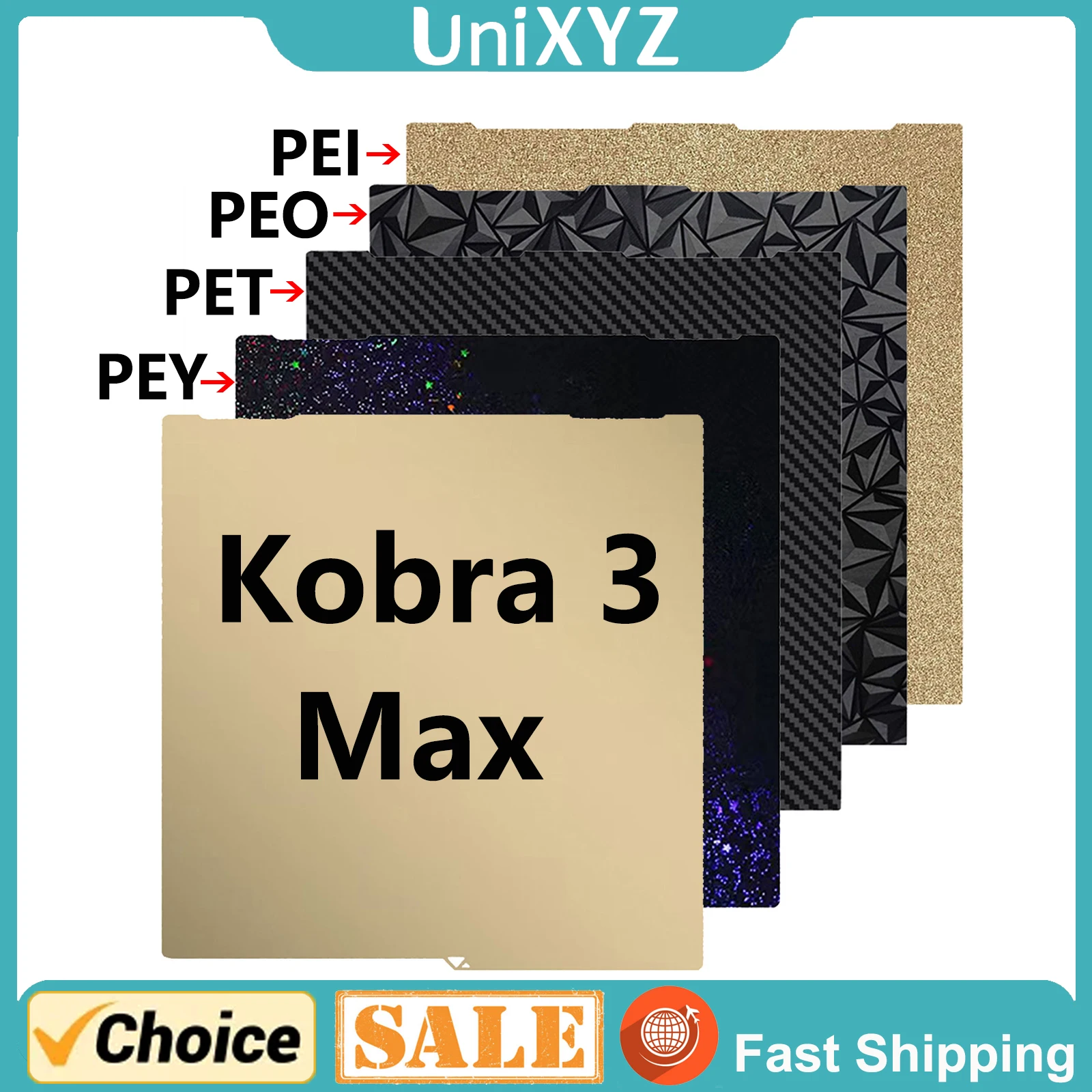 Para anycubic kobra 3 max placa de construção 430x430mm folha de aço mola pei pey pet peo dupla face para anycubic kobra3 max
