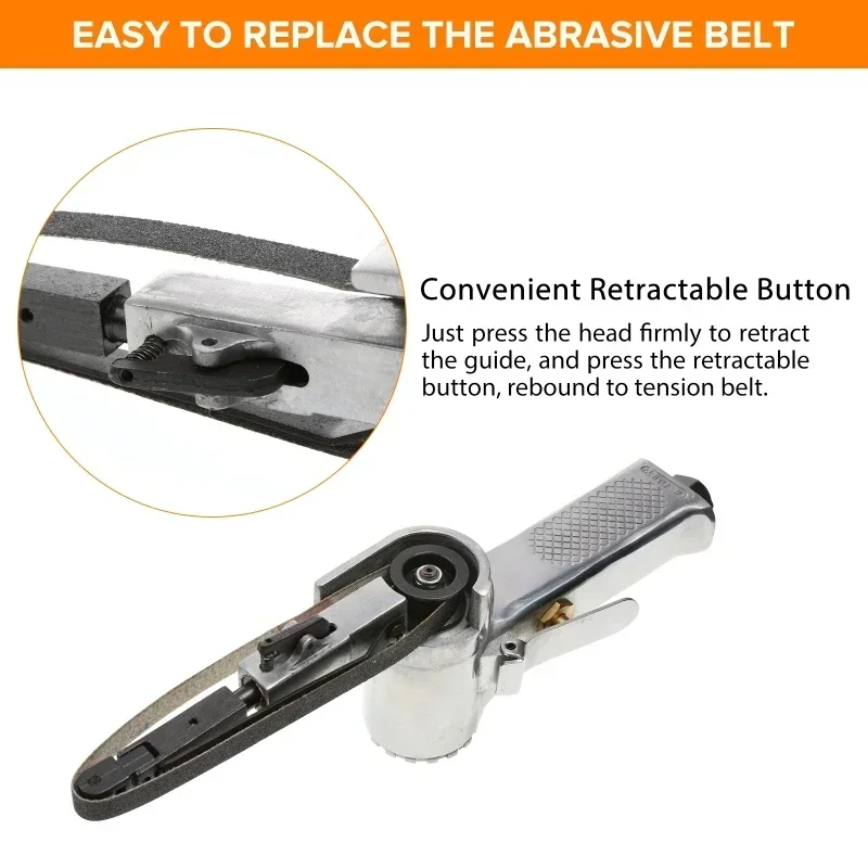 3/8 Inch Air Belt Sander Pneumatic Sanding Buffing Tools 10mm Air Belt Grinder Pneumatic Belt Sander for Air Compressor - Image 5