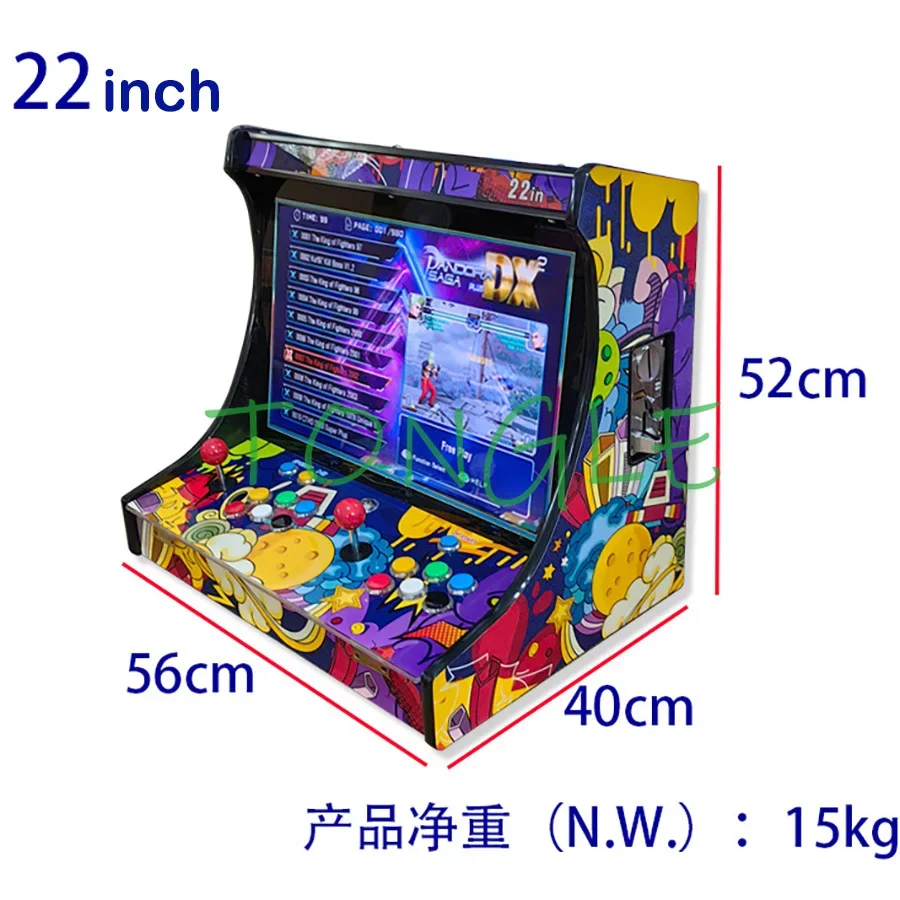 Console de videogame arcade para 2 jogadores, 22 espaços, lcd, bartop, construir com saga pandora dx 26800 em 1, aceitador de moedas, botão de joystick para tv - Image 3