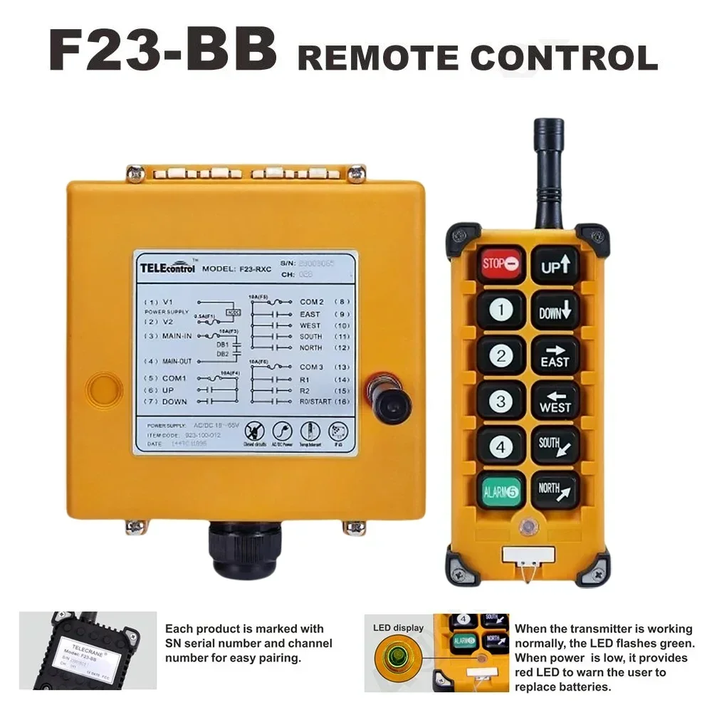 Industrial Remote Controller F23-A++/F23-BB 18-65V 65-440V 1/2 Transmitters 1 Receiver Electric Hoist Wireless Switches - Image 3