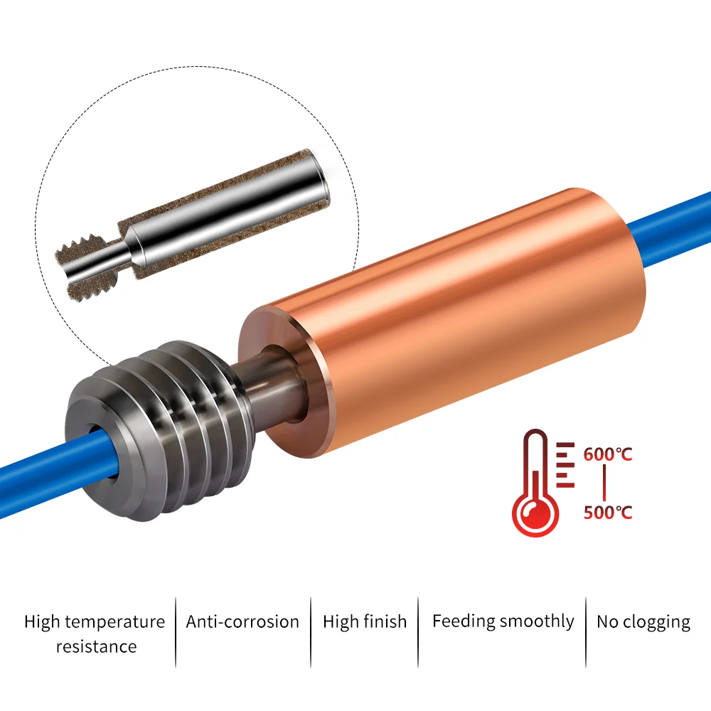 1pc cr10 bloco aquecido de alumínio latão banhado extrusora de cobre hotend bi-metal garganta de quebra de calor para ender 3 peças de impressora 3d - Image 2