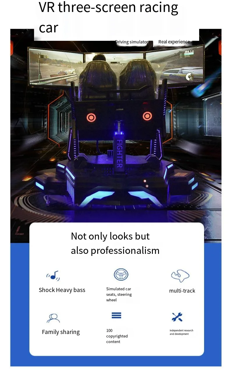 Simulador de condução real 9d vr máquina simulador de corrida seis eixos três tela jogo de carro de corrida operado por moedas - Image 6
