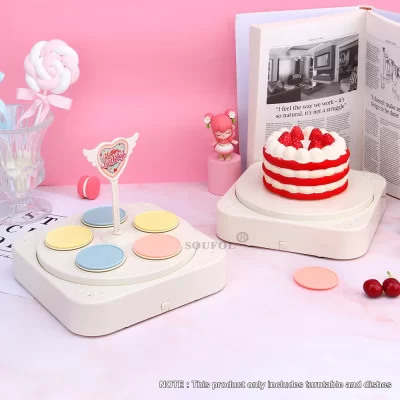 Máquina Rotativa Pequena de Sushi Doméstico com Música Sobremesa Rotativa Automática Cremalheira De Cabine De Bolo Brinquedos De Decoração Casamento Presente de Aniversário