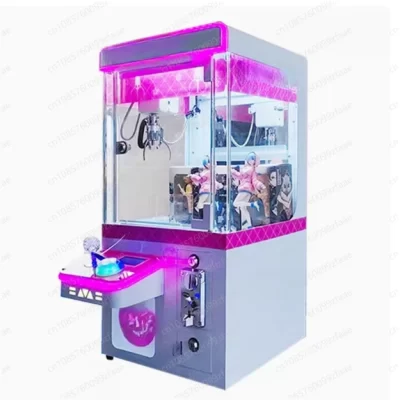 Máquina de boneca com clipe totalmente transparente para crianças pequenas operadas por moedas de Internet, máquina de presente