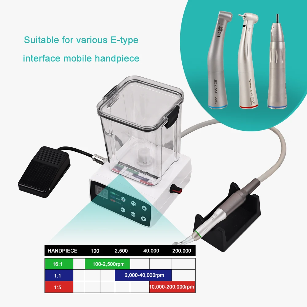 Micromotor elétrico multifuncional com tanque de água e alça de fibra óptica pulverização interna de água Ferramentas de laboratório do motor elétrico - Image 6