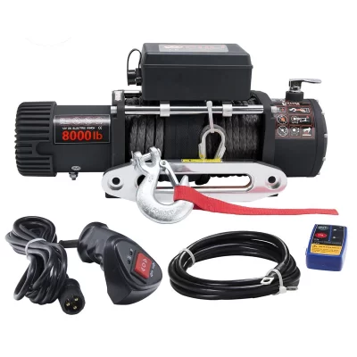Guincho elétrico off road 8000lbs do caminhão do carro da recuperação 12V/24V 4*4 com corda sintética