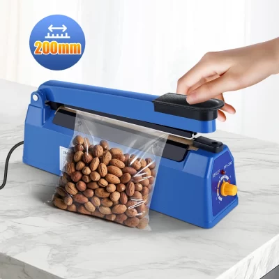 Máquina de selagem térmica de 200mm, selador de impulso doméstico, cozinha, alimentos, vedação a vácuo, papel kraft/saco plástico, carne/doces/armazenamento de frutas, 220v