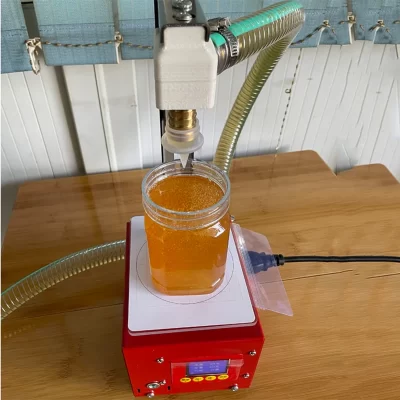 Máquina elétrica comercial de enchimento de mel, 5kg, engrenagem, bomba de mel, tipo de pesagem, líquido viscoso, enchimento automático, processador de alimentos