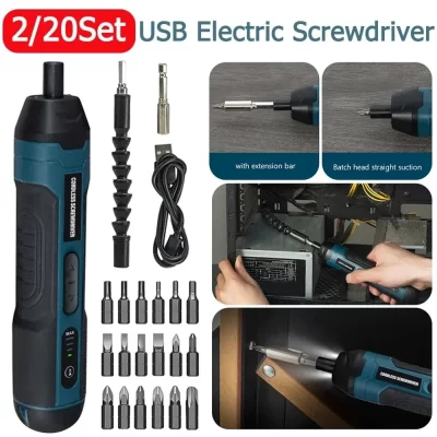 Mini chave de fenda elétrica sem fio, furadeira multifuncional, ajuste recarregável, desmontagem, ferramentas de reparo de torque, 1300mAh