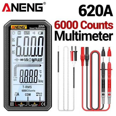 Multímetro 6000 contagem multimetro teste aneng 620a ac/dc testador de tensão corrente 10a zero linha de fogo resistor/capacitor/medidores de diodo