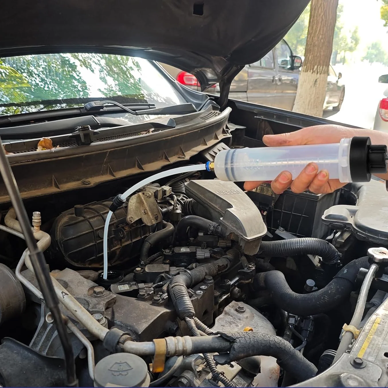 Bomba de seringa do óleo do carro com mangueira, extrator líquido, auto mudança do óleo, grande capacidade, líquido do freio, 1500ml