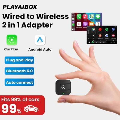 2 em 1 adaptador carplay sem fio android auto mini dongle bluetooth plug & play para toyota volvo hyundai vw audi kia mg benz
