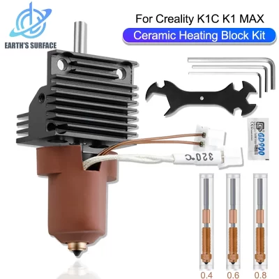 Peças de impressora 3D para Creality K1C K1 Max Hotend Kit Kit de bloco de aquecimento cerâmico de troca rápida 0,4 0,6 0,8 mm bico impressão de alto fluxo