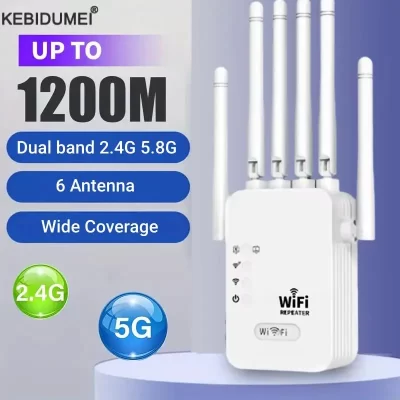Repetidor wi-fi sem fio 1200mbps, 2.4g 5.8g, roteador de sinal 802.11n, amplificador extensor wi-fi sem fio de longo alcance, impulsionador wi-fi