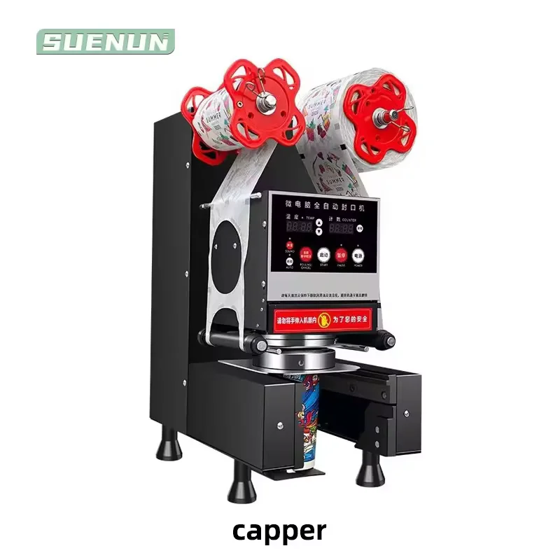 Máquina comercial de selagem de copos, leite, loja de chá, selador de copos totalmente automático, suco de café, soja, bebida, selador de calor