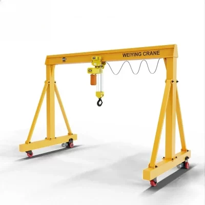 Guindaste de pórtico portátil, 500kg, 1000kg, 2000kg, talha de corrente, materiais leves, rodas universais manuais, guindaste de pórtico de impulso manual