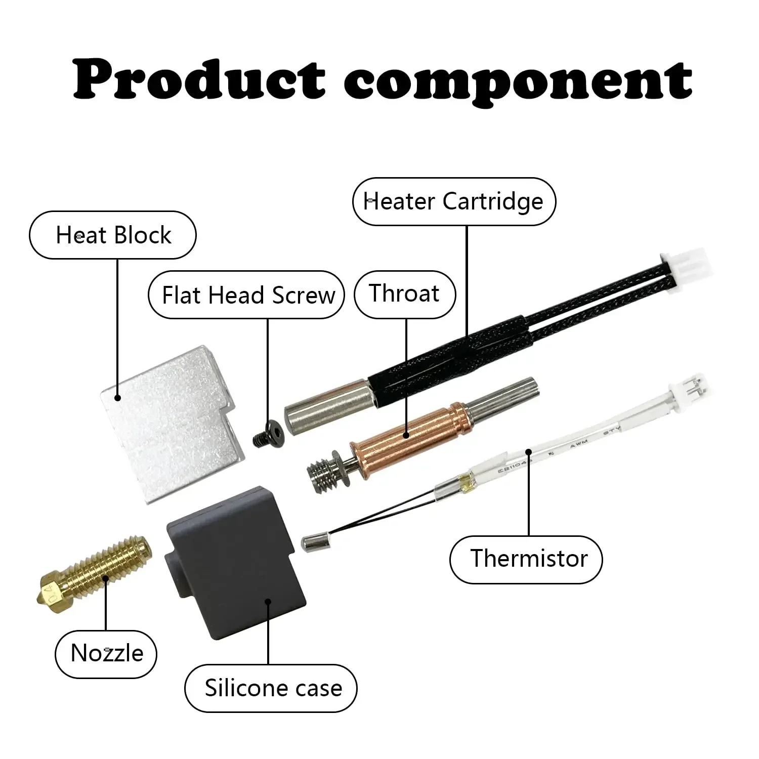 1-5 conjunto para anycubic kobra 3 combo hotend com bico de quebra de calor termistor bloco aquecedor de garganta para anycubic kobra3 cabeça de impressão - Image 3