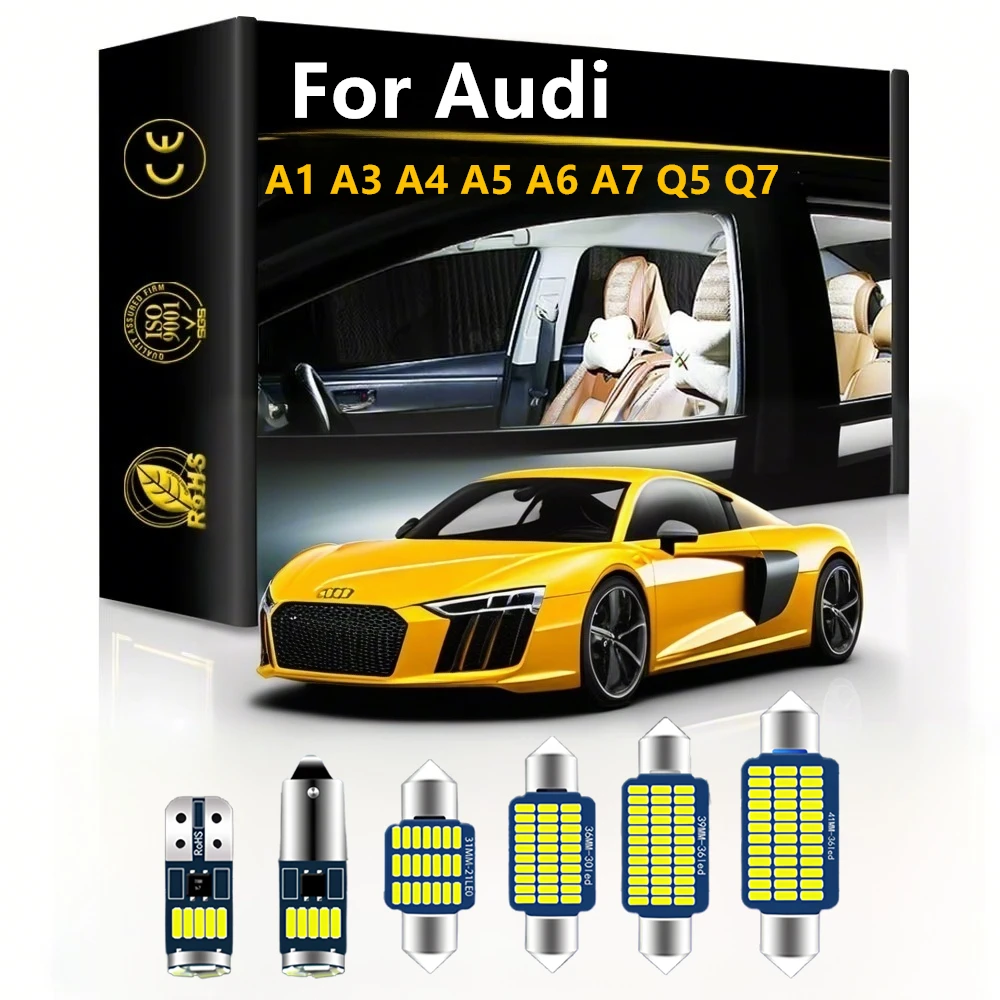 Kit completo de luz interior para carro, lâmpada led para audi a1 8x a3 8l 8p 8v a4 b5 b6 b7 b8 a5 a6 c5 c6 c7 a7 q5 8r q7 4l acessórios