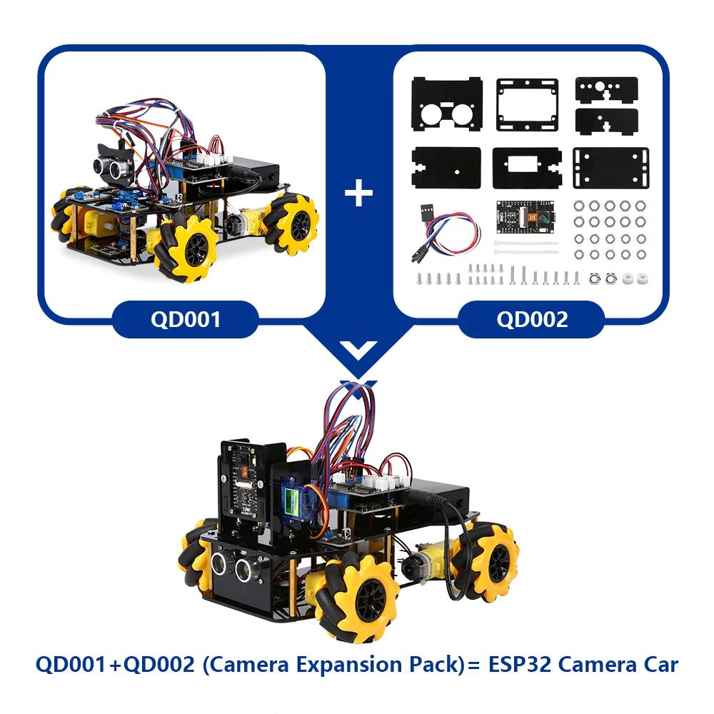 Acebot esp32 iot wifi roda programável evitar obstáculos rastreamento de codificação de riscos starter robô inteligente kit carro para arduino - Image 3