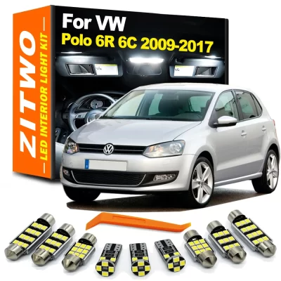 Zitwo 13 peças para vw volkswagen polo mk5 6r 6c 2009 2010 - 2013 2014 2015 2016 2017 led interior luz tronco kit de lâmpada de cortesia