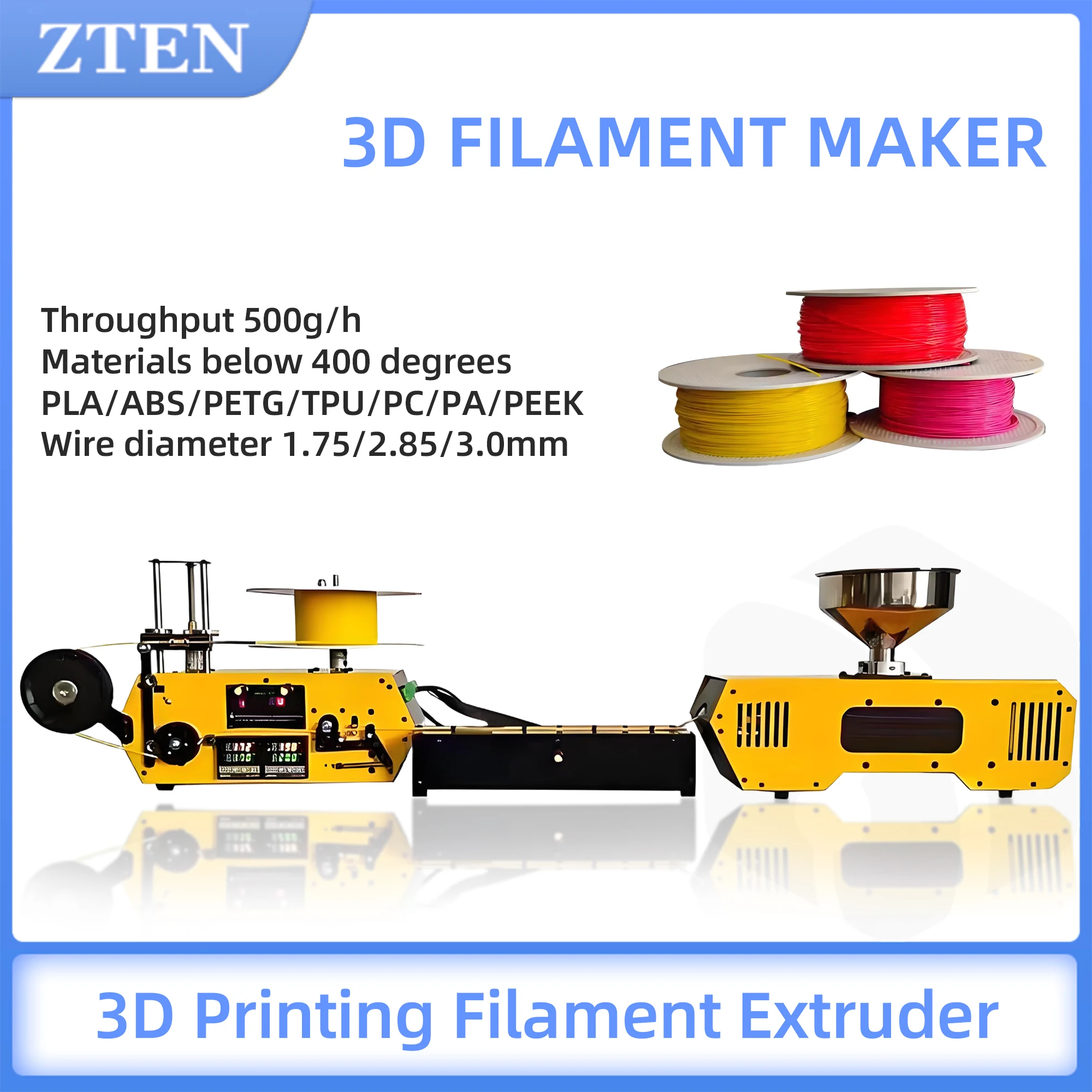 Fabricante de filamento 3d extrusora desktop de alta precisão impressão 3d consumíveis extrusora impressão 3d filamento pla abs pe extrusora