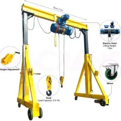 4 rodas mini guindaste de pórtico de oficina quadro móvel guindaste de pórtico compacto simples