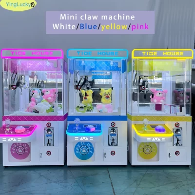 Feliz mini máquina de garra guindaste de brinquedo para carnaval arcade moeda operado ktv cinema led 110v 220v, casa da maré