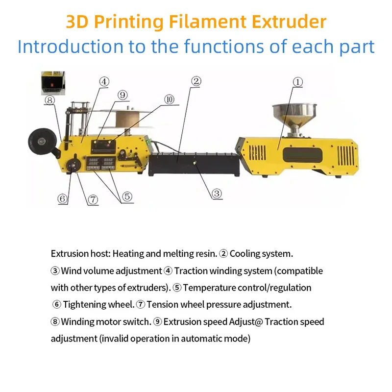 Fabricante de filamento 3d extrusora desktop de alta precisão impressão 3d consumíveis extrusora impressão 3d filamento pla abs pe extrusora - Image 6
