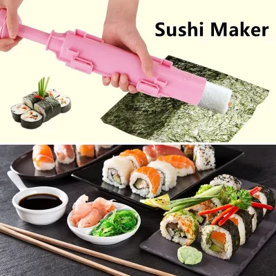 Rápido DIY Sushi Maker Set, Arroz Mold, Bazooka Roller Kit, Carne Vegetal Rolling Tool, Ferramentas de Cozinha, Mais Novo