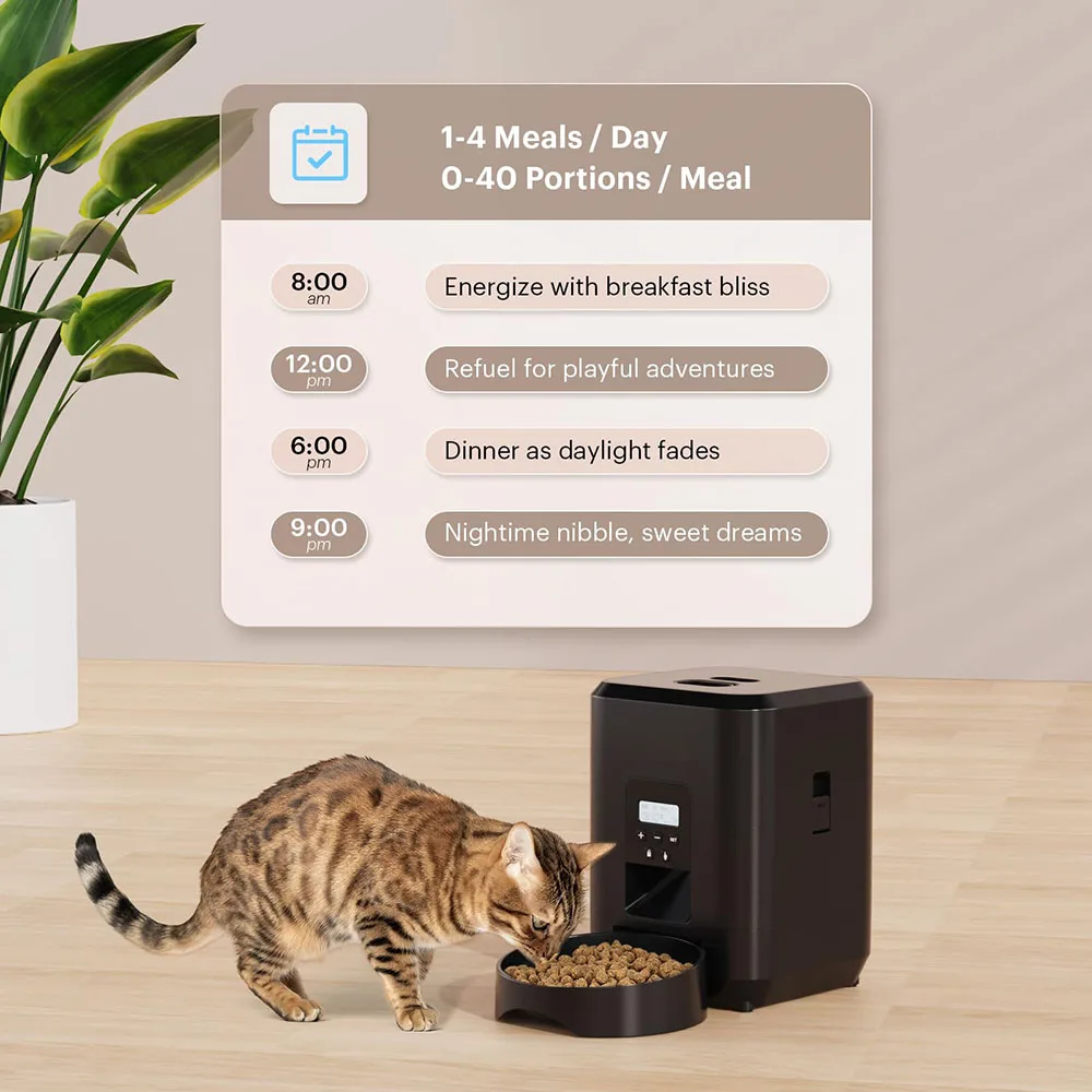 Alimentador inteligente para animais de estimação, alimentador automático para gatos, máquina de comida lenta para cães com temporizador quantitativo automático, dispensador de comida para gatos, tigela para cães e gatos - Image 4