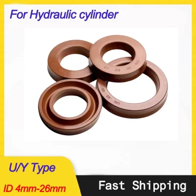 Vedação de eixo radial tipo fkm un/y, id 4-26mm, haste de pistão de eixo de borracha de flúor copo em forma de u de lábio único, para cilindro hidráulico, 5 peças