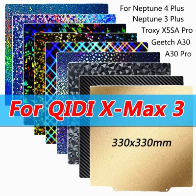 330x330mm para placa de construção qidi x-max 3 elegoo netuno 4/3 plus, anycubic kobra 2 plus, geetch a30, troxy x5sa pro pei peo folha