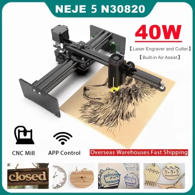 NEJE-Mini Gravador A Laser CNC, Desktop Máquina De Gravação, Corte De Madeira, Alta Velocidade, Logotipo DIY, Mark Printer, Roteador, N30820, 40W