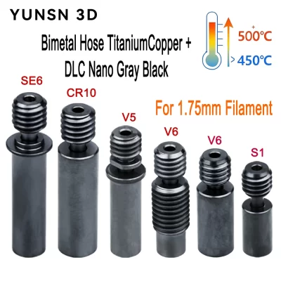 Nano Coated Heat Break para V6, Hotend Ender 3, Dissipador de calor E3D CR10, S1, Bimetálico, Titânio, Garganta de cobre, Peças da impressora 3D