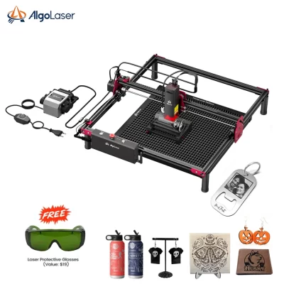 AlgoLaser DIY KIT 10W Máquina de corte e gravação a laser Adicionar acessórios opcionais Rolo rotativo/Raisers/Table de favo de mel/Bomba de ar