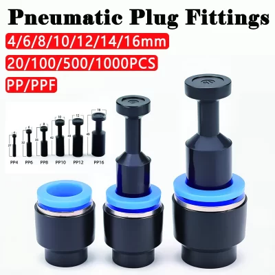 20/100 pces pneumático blanking plug tubo final copo tubo de mangueira de ar push fit conector pp ppf 4/6/8/10/12/16mm conector de vedação