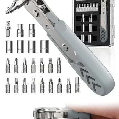 Conjunto de chave de fenda de precisão 26 em 1 e 24 em 1, [aço de rolamento] mini chave de catraca de 36 dentes, ferramenta de reparo de chave de fenda offset magnética