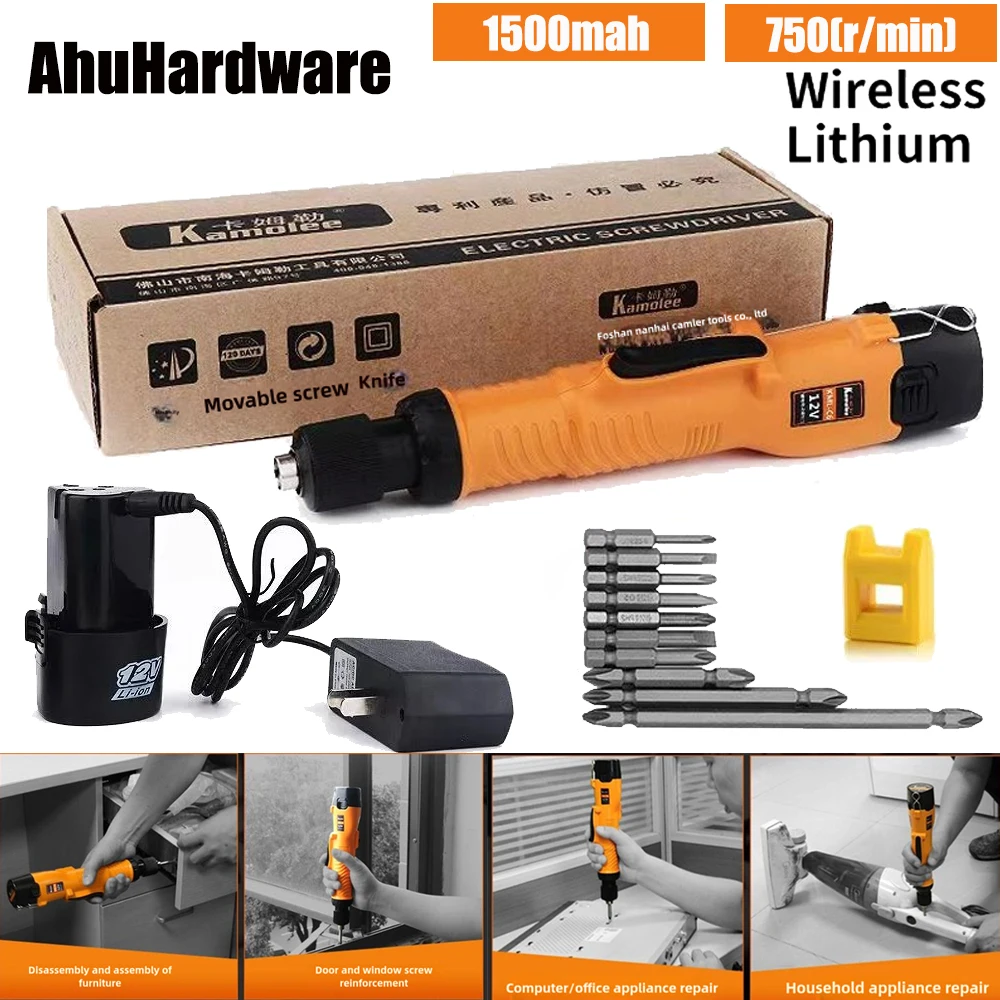 AhuHardware 12V Bateria de íon de lítio recarregável Chave de fenda Mini drivers de parafuso elétricos Ferramentas elétricas de alto torque