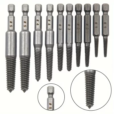 10pc haste hexagonal cabeça quebrada parafuso extrator chave de fenda cabeça quebrada para retirar conjunto de ferramentas de broca elétrica