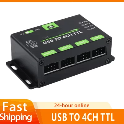 USB de grau para módulo de conversão de comunicação serial universal de caixa de liga de alumínio TTL/UART de 4 vias