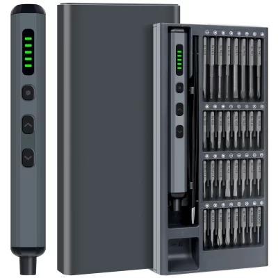 Conjunto de chave de fenda elétrica de precisão 68 em 1 sem fio 64 S2 Brocas de precisão 5 configurações de torque LED Kit de ferramentas de reparo manual