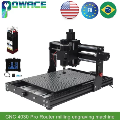 【EU BR】3 eixos GRBL CNC 500W 4030 Pro Router fresagem máquina de corte e gravação a laser + controlador off-line + módulo laser