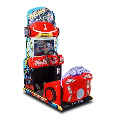 Máquina de jogo de corrida operada por moeda para crianças, playground, videogame, cidade, interação pai-filho