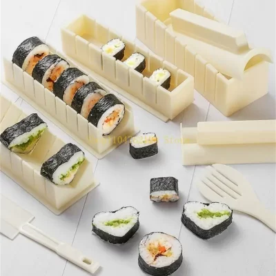 10 em 1 kits de fabricação de sushi conjunto de fabricante de sushi com molde de arroz de sushi de 8 formatos concluídos melhor venda