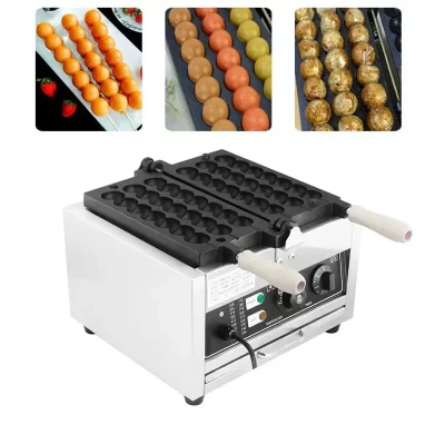 Máquina comercial antiaderente elétrica de mordidas de waffle, máquina de bola de waffle bolha