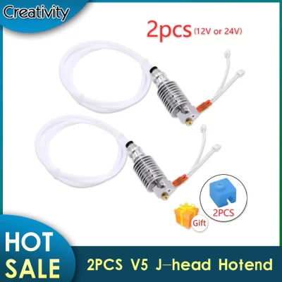 Bowden v5 j-cabeça hotend kit, 2 peças, 12 v, bloco aquecedor 24v, para i3 mega/chiron peças da impressora 3d, vs v6 hotend