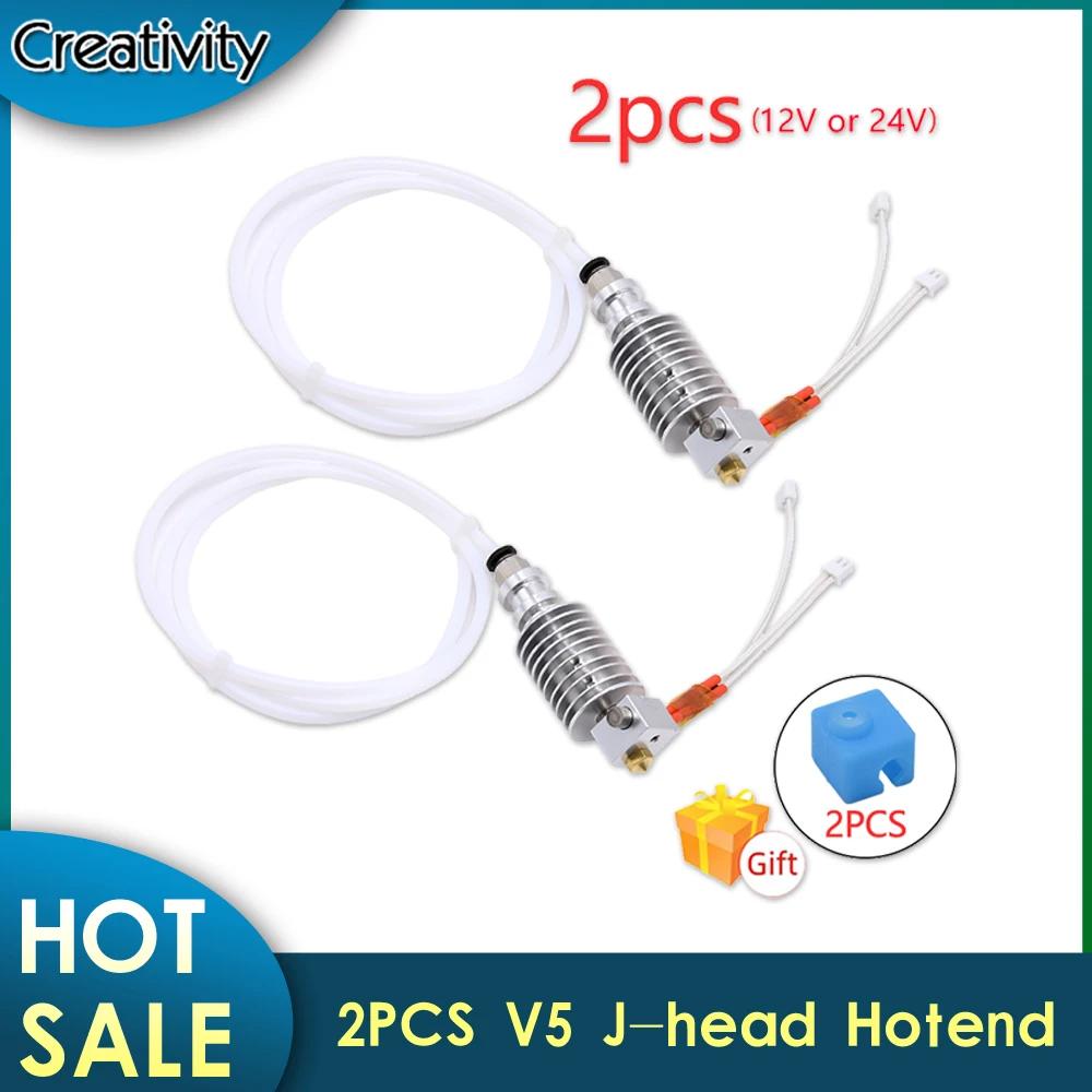 Bowden v5 j-cabeça hotend kit, 2 peças, 12 v, bloco aquecedor 24v, para i3 mega/chiron peças da impressora 3d, vs v6 hotend