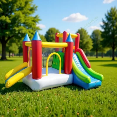 Castelo inflável infantil com escorregador, casa de salto ao ar livre, spray de água, tecido oxford para jardim infantil