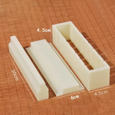 Kit de equipamentos para fazer sushi de plástico 3 tamanhos, antiaderente, redondo, quadrado, em forma de coração, rolos de sushi, molde multifuncional diy